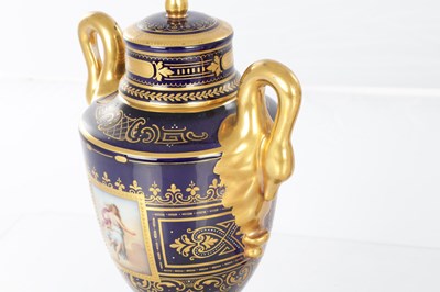 Lot 88 - A PAIR OF 19TH CENTURY VIENNA PORCELAIN VASE AND COVERS