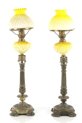 Lot 1068 - A PAIR OF 19TH CENTURY AND LATER OIL LAMPS