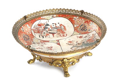Lot 545 - A JAPANESE MEIJI PERIOD SHOUNDO CHARGER WITH EUROPEAN ORMOLU MOUNTS