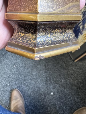 Lot 150 - A FINE PAIR OF JAPANESE MEIJI PERIOD GOLD LACQUERWORK CABINET VASES ON HARDWOOD STANDS