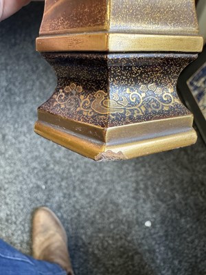 Lot 150 - A FINE PAIR OF JAPANESE MEIJI PERIOD GOLD LACQUERWORK CABINET VASES ON HARDWOOD STANDS