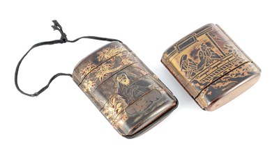 Lot 554 - TWO JAPANESE MEIJI PERIOD LACQUERWORK FIVE CASE INROS