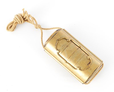 Lot 76 - AN UNUSUAL JAPANESE MEIJI PERIOD SIX CASE GOLD LACQUER INRO WITH OUTER SLEEVE