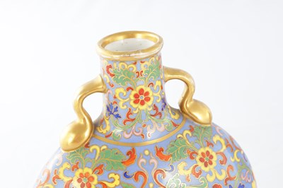 Lot 70 - A PAIR OF LATE 19TH CENTURY ENGLISH COALPORT CERAMIC MOON FLASKS