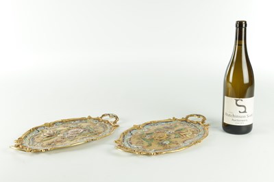 Lot 619 - A FINE PAIR OF LATE 19TH CENTURY FRENCH CHAMPLEVE ENAMELLED TRAYS