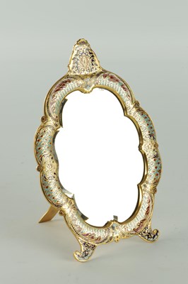 Lot 887 - A LATE 19TH CENTURY FRENCH CHAMPLEVE ENAMEL TOILET MIRROR