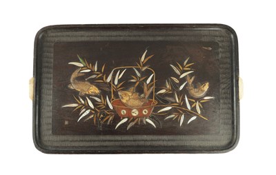 Lot 543 - A JAPANESE MEIJI PERIOD SHIBIYAMA INLAID HARDWOOD TRAY