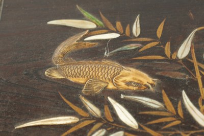 Lot 543 - A JAPANESE MEIJI PERIOD SHIBIYAMA INLAID HARDWOOD TRAY