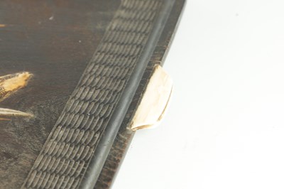 Lot 543 - A JAPANESE MEIJI PERIOD SHIBIYAMA INLAID HARDWOOD TRAY