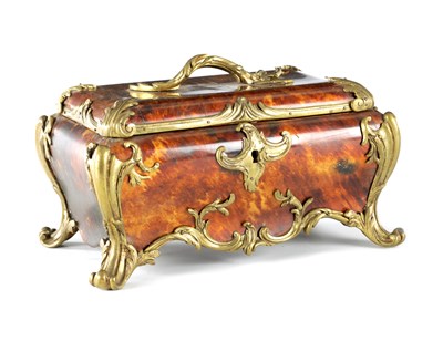 Lot 521 - A LATE 19TH CENTURY FRENCH TORTOISESHELL AND ORMOLU MOUNTED CASKET
