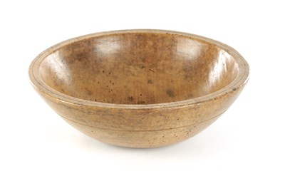 Lot 956 - A 19TH CENTURY TURNED SYCAMORE DAIRY BOWL