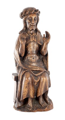 Lot 977 - A 15TH CENTURY CARVED FRUITWOOD FIGURE OF CHRIST