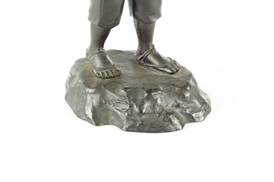 Lot 57 - A JAPANESE MEIJI PERIOD BRONZE FIGURE OF A WOOD CUTTER