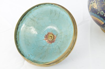 Lot 557 - A CHINESE CLOISONNE ENAMEL SQUAT BULBOUS BOWL AND COVER