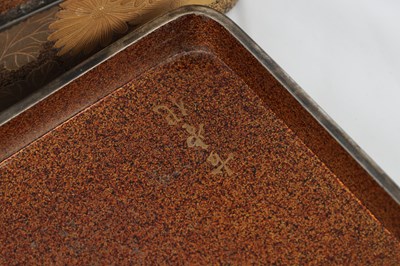 Lot 570 - A JAPANESE MEIJI PERIOD GILT LACQUERED RECTANGULAR BOX AND COVER