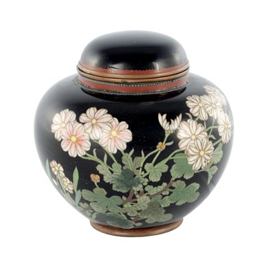 Lot 1703 - A JAPANESE MEIJI PERIOD CLOISONNE SHOULDERED BOWL AND COVER
