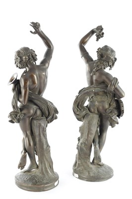 Lot 587 - THÉODORE-FRANÇOIS DEVAULX (FRENCH, 1808-1870), A PAIR OF 19TH CENTURY BRONZE SCULPTURES OF BACCHUS AND DIANNA