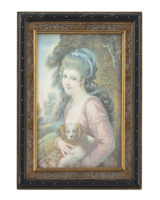 Lot 1103 - A LATE 19TH CENTURY FRENCH MINIATURE HALF PORTRAIT ON IVORY