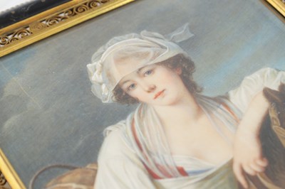 Lot 637 - A LATE 19TH CENTURY FRENCH MINIATURE HALF PORTRAIT ON IVORY