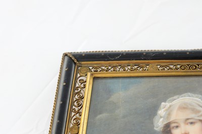 Lot 637 - A LATE 19TH CENTURY FRENCH MINIATURE HALF PORTRAIT ON IVORY