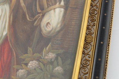 Lot 637 - A LATE 19TH CENTURY FRENCH MINIATURE HALF PORTRAIT ON IVORY