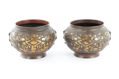 Lot 469 - A PAIR OF JAPANESE BRONZE JARDINIERES
