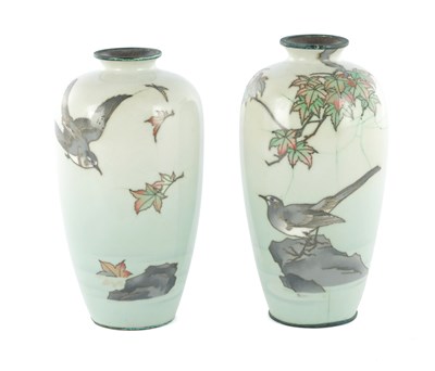 Lot 1718 - A PAIR OF JAPANESE MEIJI PERIOD CLOISONNE VASES