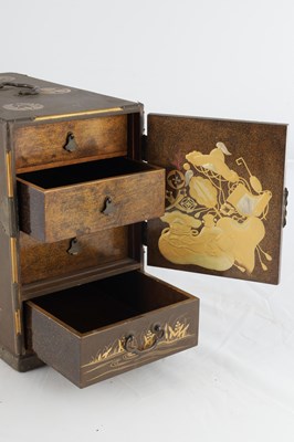 Lot 509 - A JAPANESE MEIJI PERIOD LACQUERED TABLE CABINET