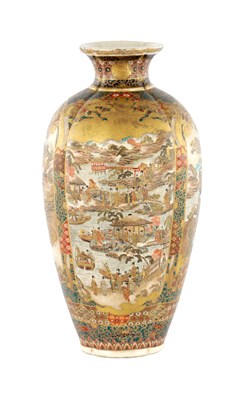 Lot 680 - A JAPANESE MEIJI PERIOD SATSUMA VASE