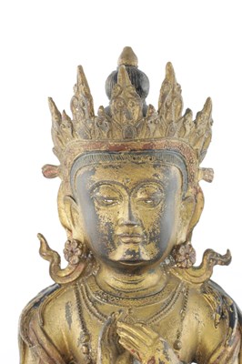 Lot 436 - A CHINESE GILT BRONZE SEATED BUDDHA