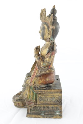 Lot 436 - A CHINESE GILT BRONZE SEATED BUDDHA