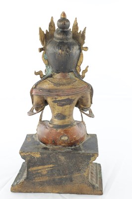 Lot 436 - A CHINESE GILT BRONZE SEATED BUDDHA