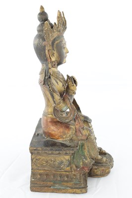 Lot 436 - A CHINESE GILT BRONZE SEATED BUDDHA