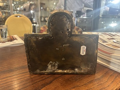Lot 436 - A CHINESE GILT BRONZE SEATED BUDDHA