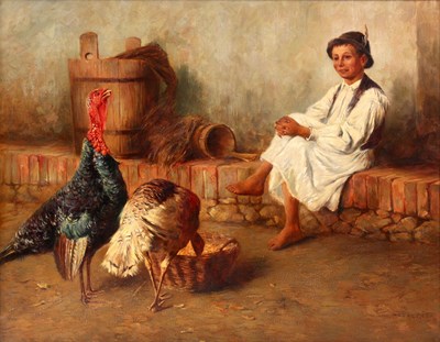 Lot 284 - PESKE GEZA 1859 - 1934. 
 OIL ON CANVAS. A...