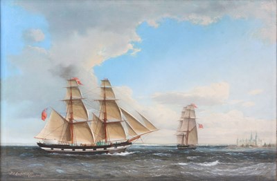 Lot 285 - JENS THIELSEN LOCHER DANISH 1825 - 1869
 OIL...