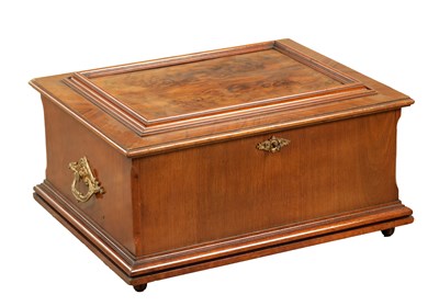 Lot 1022 - A LATE 19TH CENTURY GERMAN BUR WALNUT SYMPHONION MUSIC BOX