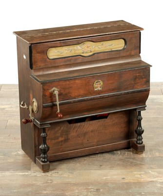 Lot 1047 - AN EARLY 20TH CENTURY SPANISH MINIATURE PIANO BARREL ORGAN