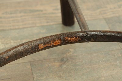 Lot 1726 - AN EARLY 19TH CENTURY ASH AND ELM STICK BACK PRIMITIVE WELSH WINDSOR CHAIR