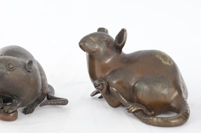 Lot 571 - THREE MINIATURE JAPANESE MEIJI PERIOD PATINATED BRONZE SCULPTURES