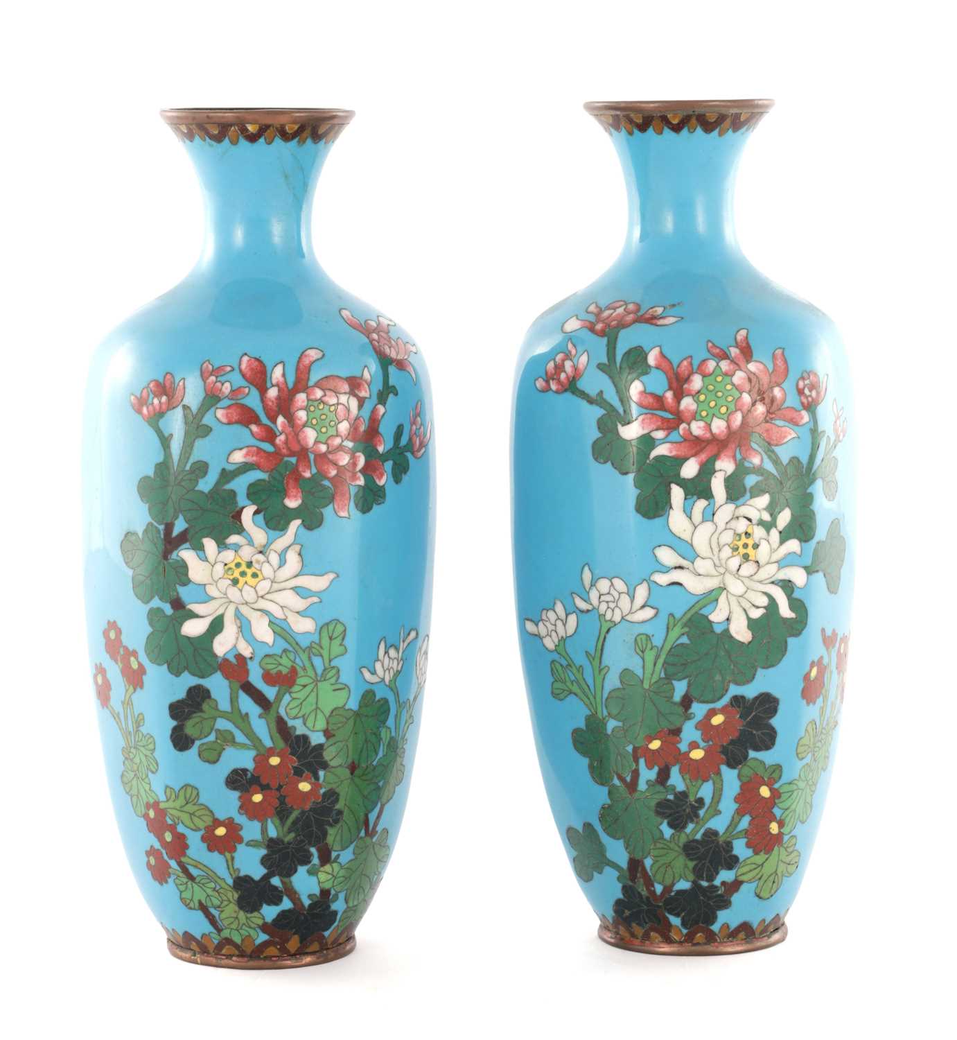 Lot 1712 - A PAIR OF JAPANESE MEIJI PERIOD CLOISONNE HEXAGONAL VASES