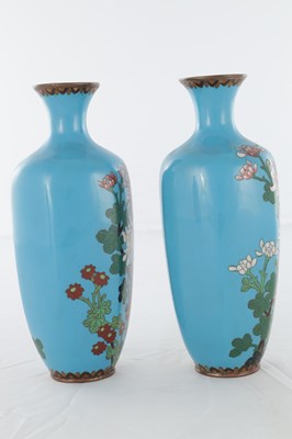 Lot 1712 - A PAIR OF JAPANESE MEIJI PERIOD CLOISONNE HEXAGONAL VASES