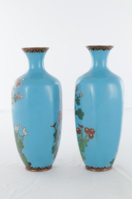 Lot 1712 - A PAIR OF JAPANESE MEIJI PERIOD CLOISONNE HEXAGONAL VASES