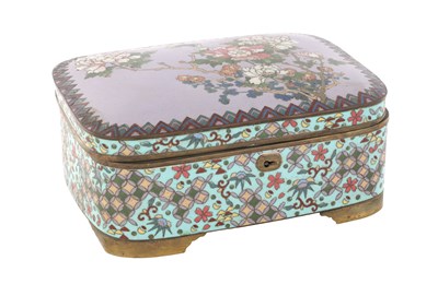 Lot 495 - A JAPANESE MEIJI PERIOD CLOISONNE RECTANGULAR CASKET
