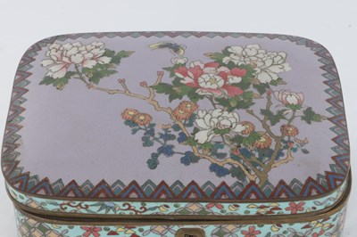 Lot 495 - A JAPANESE MEIJI PERIOD CLOISONNE RECTANGULAR CASKET