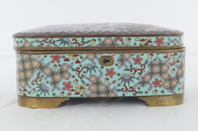 Lot 495 - A JAPANESE MEIJI PERIOD CLOISONNE RECTANGULAR CASKET