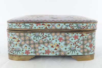 Lot 495 - A JAPANESE MEIJI PERIOD CLOISONNE RECTANGULAR CASKET