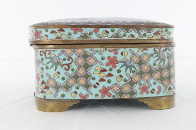 Lot 495 - A JAPANESE MEIJI PERIOD CLOISONNE RECTANGULAR CASKET