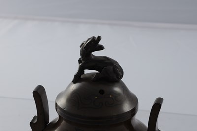 Lot 422 - A JAPANESE MEIJI PERIOD MIXED METAL BRONZE KORO AND COVER