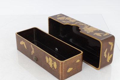 Lot 590 - A JAPANESE MEIJI PERIOD LIDDED RAISED LACQUERWORK BOX